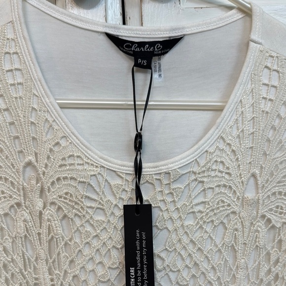 CHARLIE B Cream Lace Boho Tank Top. Size S/P, Euro summer - Picture 2 of 7